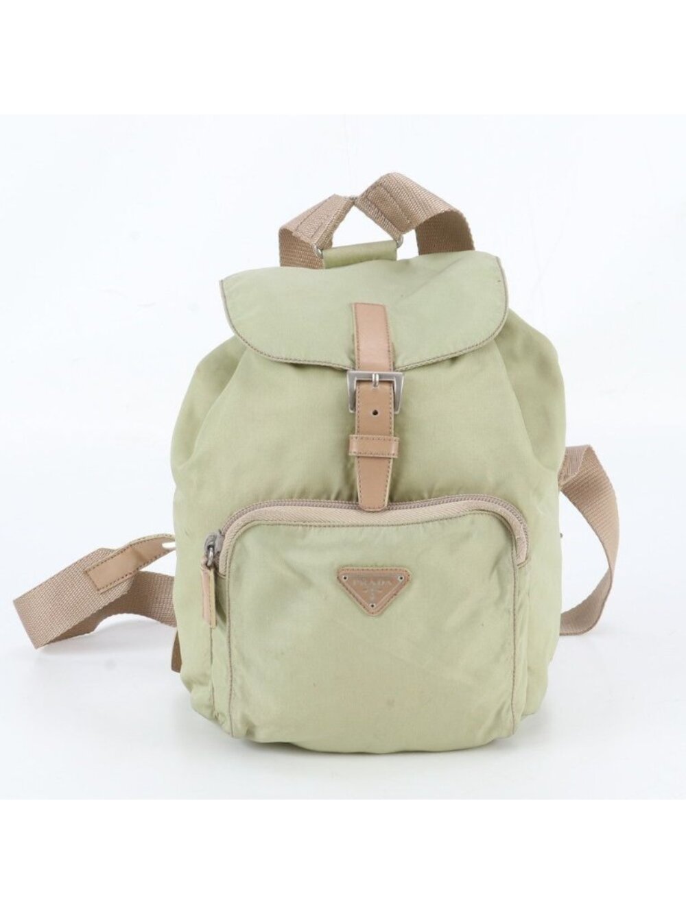Prada White Tag Tessuto Nylon Triangle Logo Leather Backpack Shoulder Bag